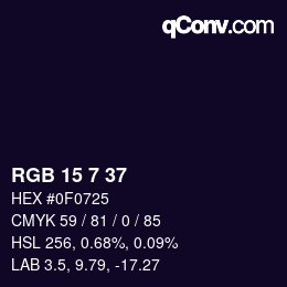Color code: RGB 15 7 37 | qconv.com