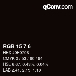 Color code: RGB 15 7 6 | qconv.com