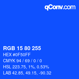 Color code: RGB 15 80 255 | qconv.com