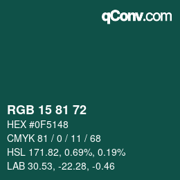 Color code: RGB 15 81 72 | qconv.com