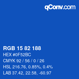 Color code: RGB 15 82 188 | qconv.com