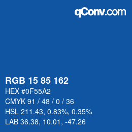 カラーコード: RGB 15 85 162 | qconv.com