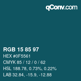 Color code: RGB 15 85 97 | qconv.com