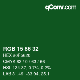 Color code: RGB 15 86 32 | qconv.com