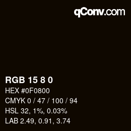 颜色代码: RGB 15 8 0 | qconv.com