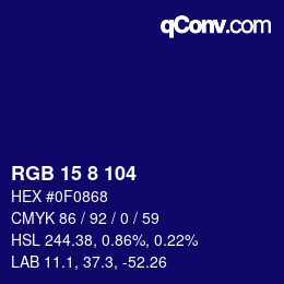 カラーコード: RGB 15 8 104 | qconv.com