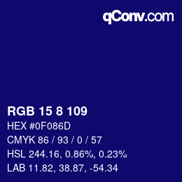 Color code: RGB 15 8 109 | qconv.com