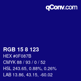カラーコード: RGB 15 8 123 | qconv.com