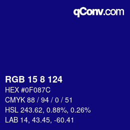 Color code: RGB 15 8 124 | qconv.com