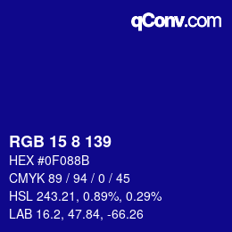 Color code: RGB 15 8 139 | qconv.com