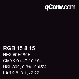 カラーコード: RGB 15 8 15 | qconv.com
