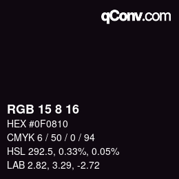 Color code: RGB 15 8 16 | qconv.com