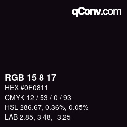 Color code: RGB 15 8 17 | qconv.com