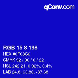 Farbcode: RGB 15 8 198 | qconv.com