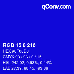 Color code: RGB 15 8 216 | qconv.com