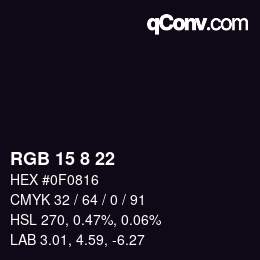 Color code: RGB 15 8 22 | qconv.com