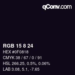 Color code: RGB 15 8 24 | qconv.com