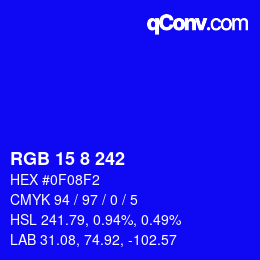 Farbcode: RGB 15 8 242 | qconv.com