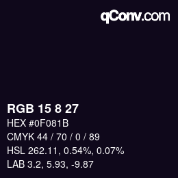 Color code: RGB 15 8 27 | qconv.com
