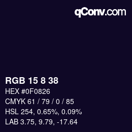 Color code: RGB 15 8 38 | qconv.com
