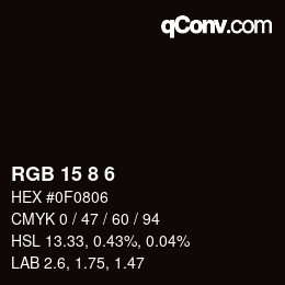 Farbcode: RGB 15 8 6 | qconv.com
