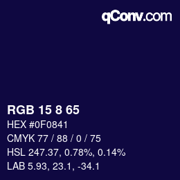 Color code: RGB 15 8 65 | qconv.com