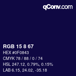 Color code: RGB 15 8 67 | qconv.com