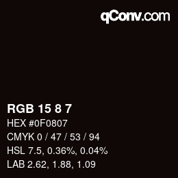カラーコード: RGB 15 8 7 | qconv.com