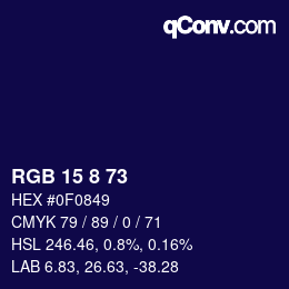 カラーコード: RGB 15 8 73 | qconv.com