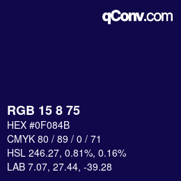 Color code: RGB 15 8 75 | qconv.com