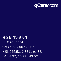 Color code: RGB 15 8 84 | qconv.com