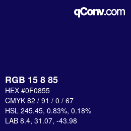 カラーコード: RGB 15 8 85 | qconv.com
