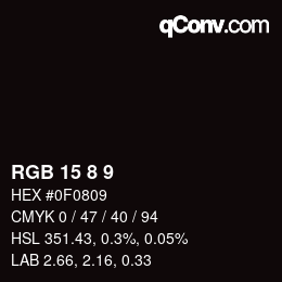 Color code: RGB 15 8 9 | qconv.com