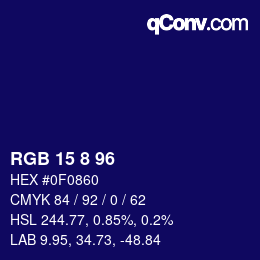 Color code: RGB 15 8 96 | qconv.com