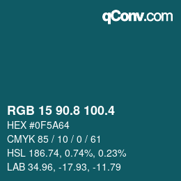 カラーコード: RGB 15 90.8 100.4 | qconv.com