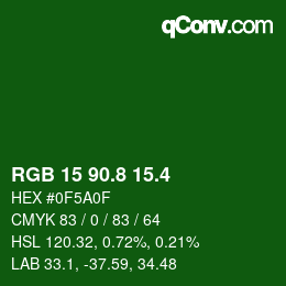 カラーコード: RGB 15 90.8 15.4 | qconv.com