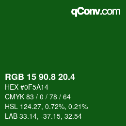 カラーコード: RGB 15 90.8 20.4 | qconv.com