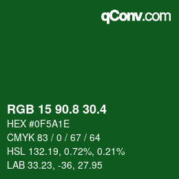 カラーコード: RGB 15 90.8 30.4 | qconv.com