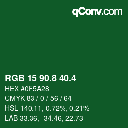 カラーコード: RGB 15 90.8 40.4 | qconv.com