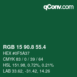 カラーコード: RGB 15 90.8 55.4 | qconv.com