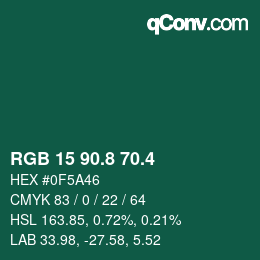 カラーコード: RGB 15 90.8 70.4 | qconv.com
