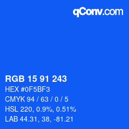 Color code: RGB 15 91 243 | qconv.com