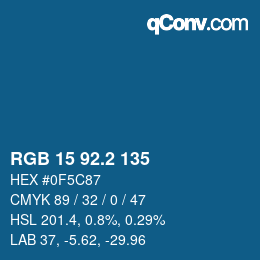 カラーコード: RGB 15 92.2 135 | qconv.com
