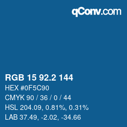 カラーコード: RGB 15 92.2 144 | qconv.com