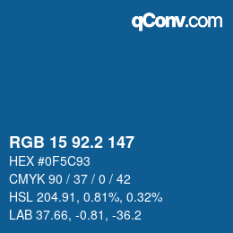カラーコード: RGB 15 92.2 147 | qconv.com