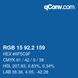 カラーコード: RGB 15 92.2 159 | qconv.com