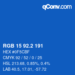カラーコード: RGB 15 92.2 191 | qconv.com