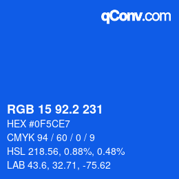 カラーコード: RGB 15 92.2 231 | qconv.com