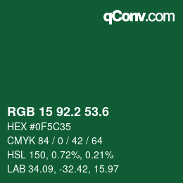 カラーコード: RGB 15 92.2 53.6 | qconv.com