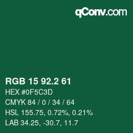 カラーコード: RGB 15 92.2 61 | qconv.com